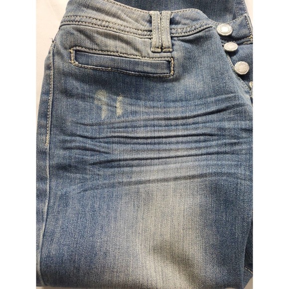 NEW Almost Famous 13 Low Rise Flared Jeans Distressed Button Fly Pockets - Picture 7 of 16